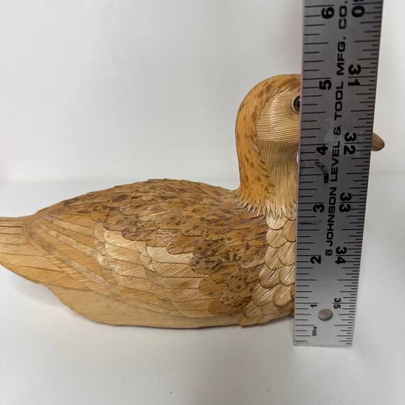 Vintage Shanghai Handicrafts Wooden Corn Husk Duck Handmade Art Decor Wicker - Picture 8 of 8